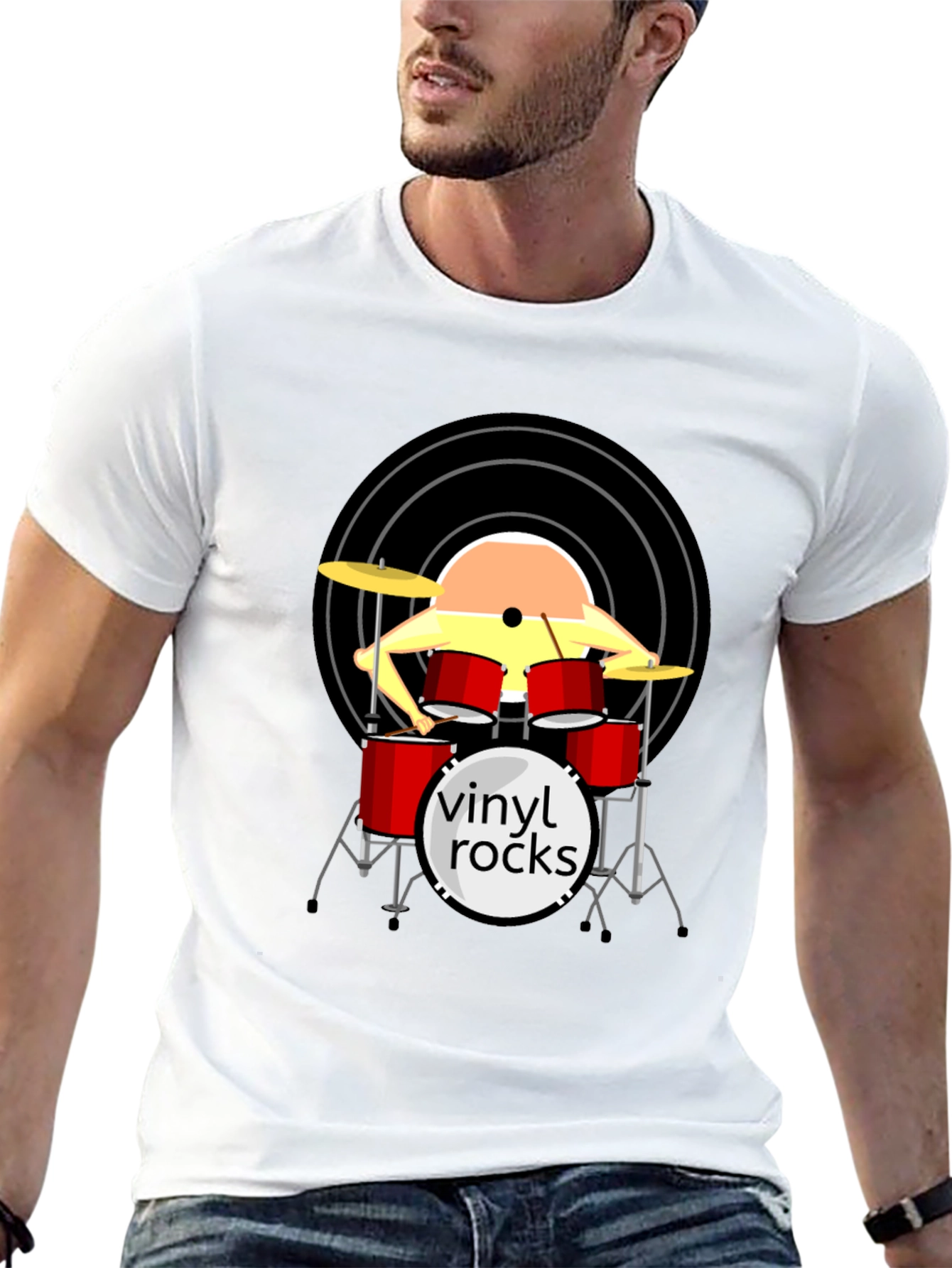 Vinyl Rocks Drum Set Graphic Tee
