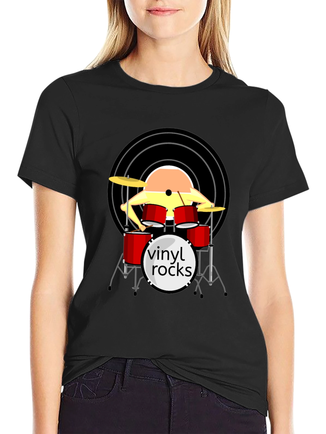 Vinyl Rocks Drum Set Graphic Tee
