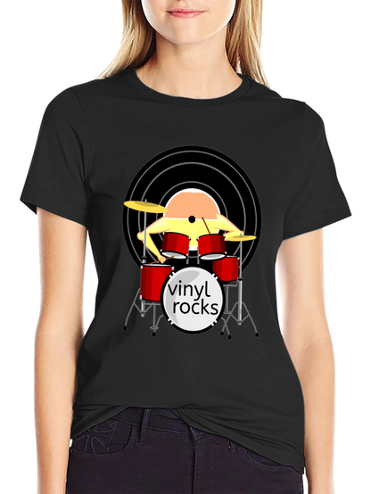 Vinyl Rocks Drum Set Graphic Tee