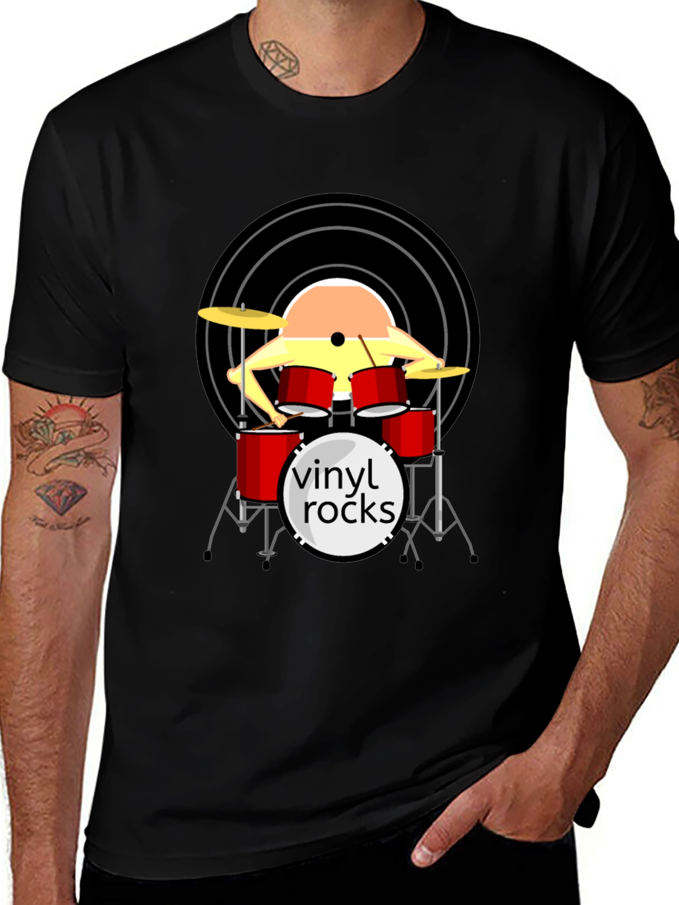 Vinyl Rocks Drum Set Graphic Tee