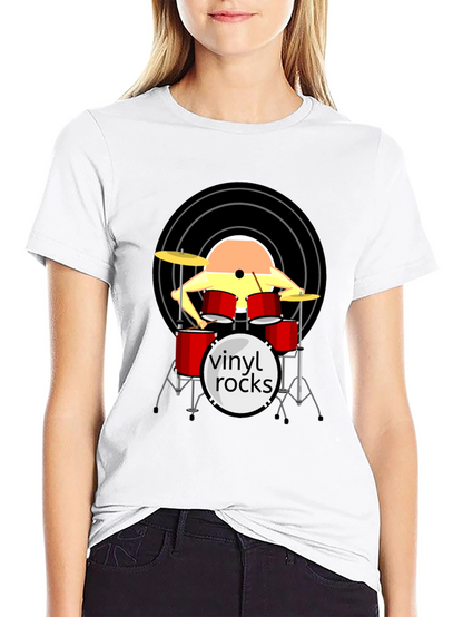 Vinyl Rocks Drum Set Graphic Tee