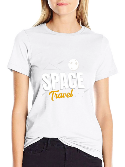 Space Travel Graphic Print Black T-Shirt