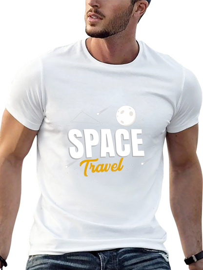 Space Travel Graphic Print Black T-Shirt