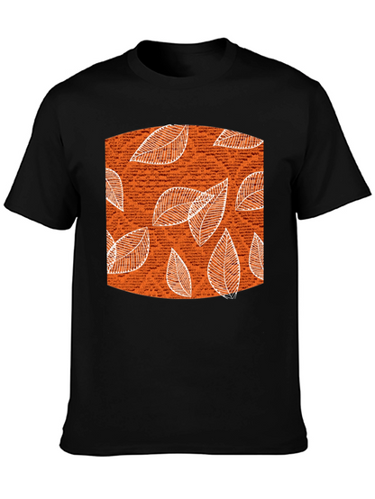 Autumn Leaves Graphic Tee - Stylish Black Cotton T-Shirt