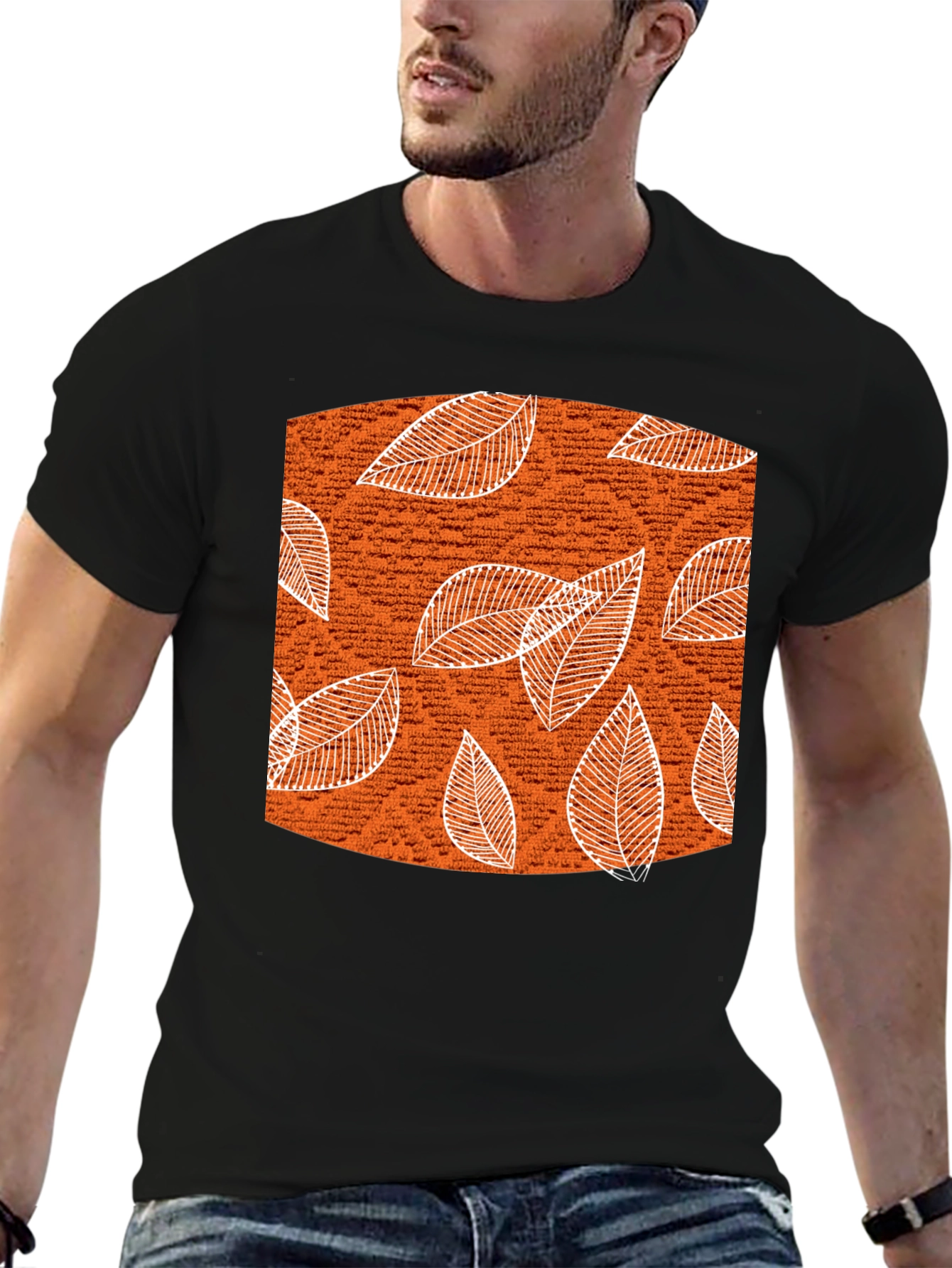 Autumn Leaves Graphic Tee - Stylish Black Cotton T-Shirt