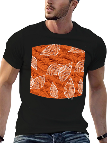 Autumn Leaves Graphic Tee - Stylish Black Cotton T-Shirt
