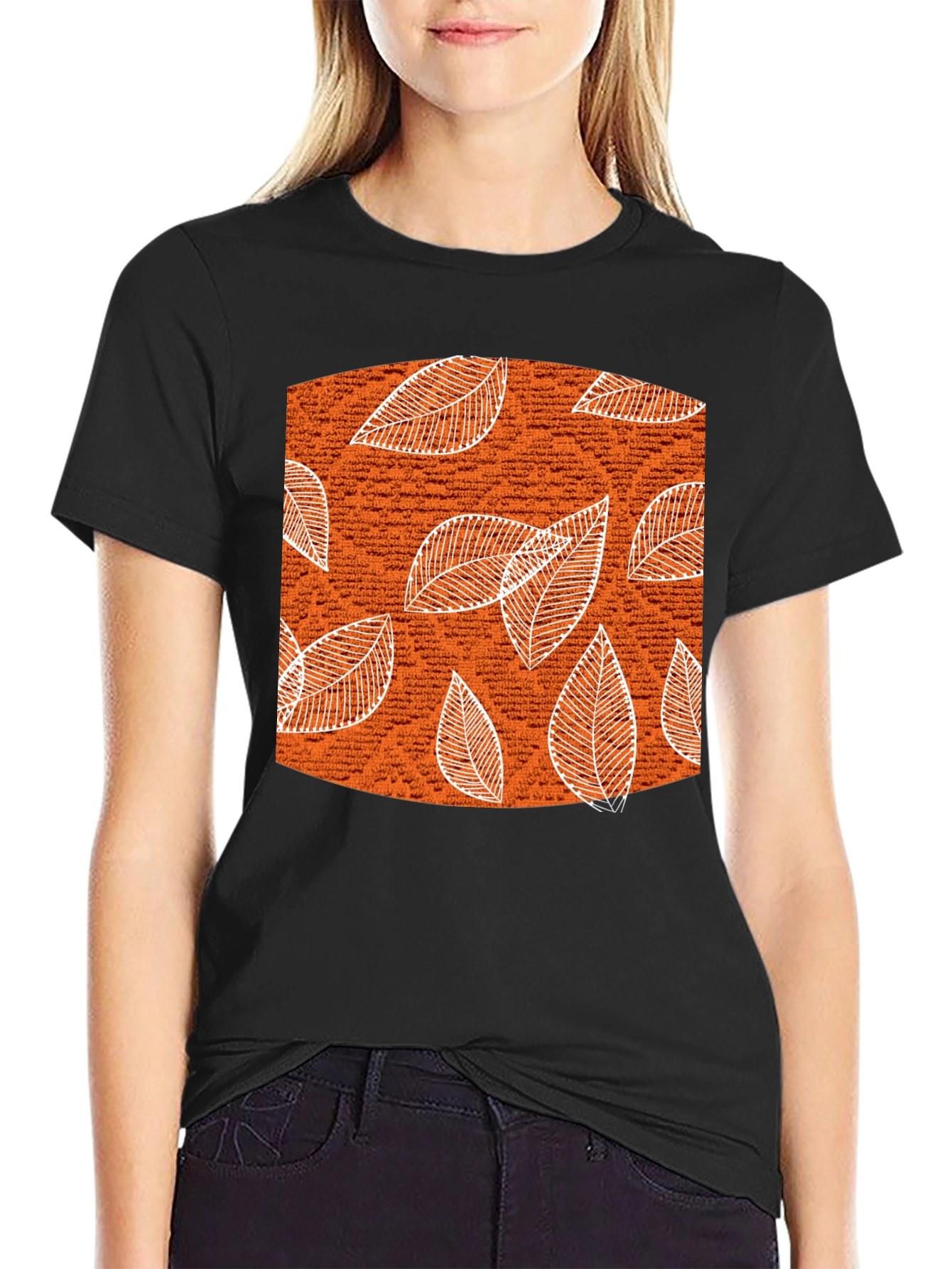 Autumn Leaves Graphic Tee - Stylish Black Cotton T-Shirt