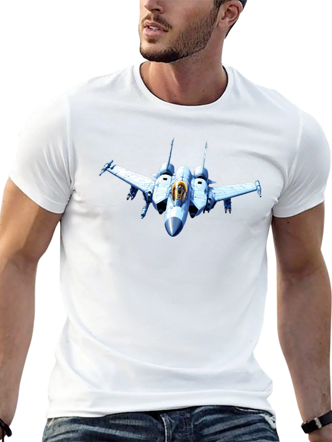 Jet Fighter Graphic Tee - Black Cotton T-Shirt