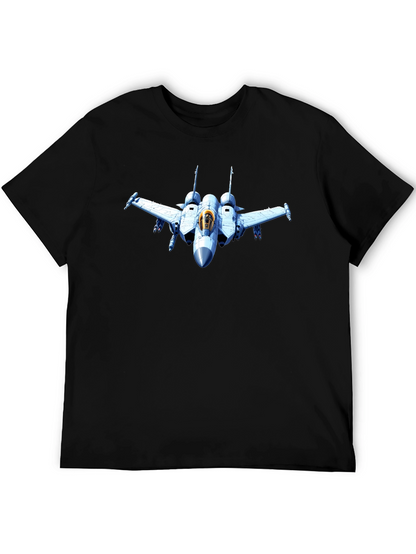 Jet Fighter Graphic Tee - Black Cotton T-Shirt