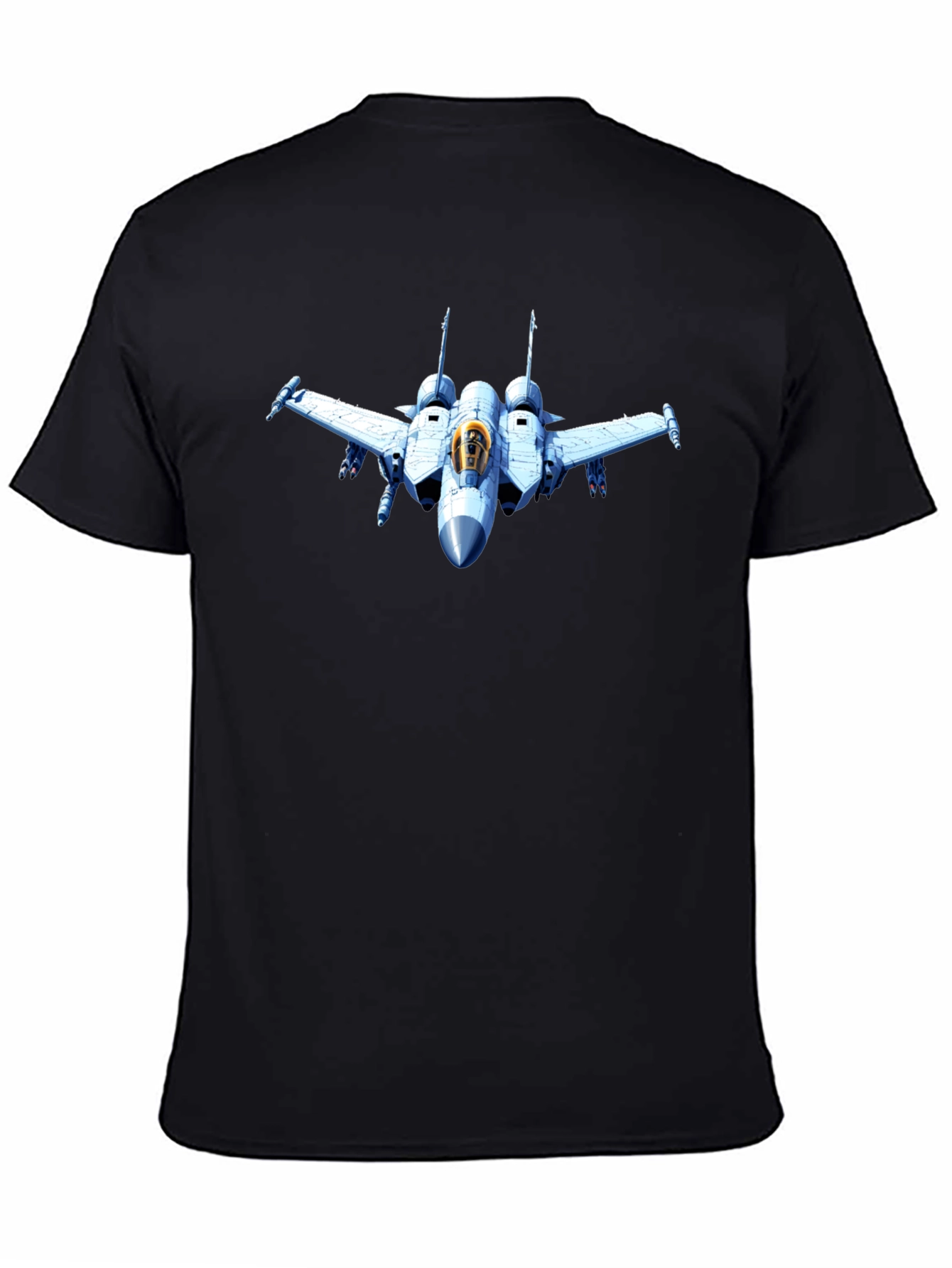 Jet Fighter Graphic Tee - Black Cotton T-Shirt