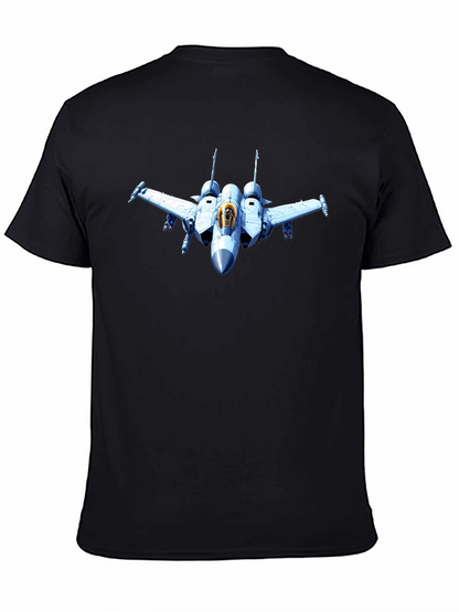 Jet Fighter Graphic Tee - Black Cotton T-Shirt