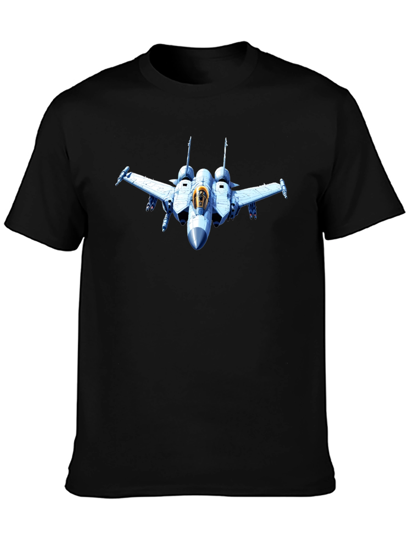 Jet Fighter Graphic Tee - Black Cotton T-Shirt