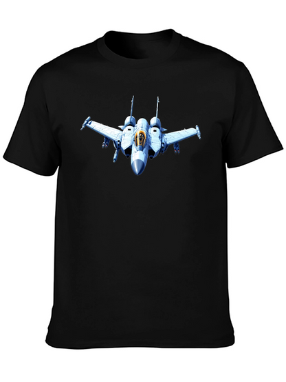 Jet Fighter Graphic Tee - Black Cotton T-Shirt