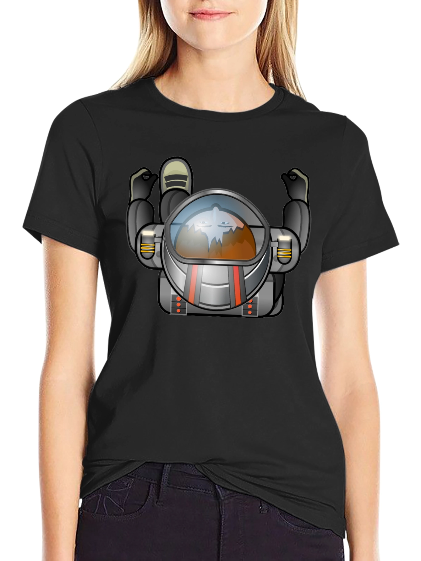 Astronaut Graphic Tee - Black Crew Neck