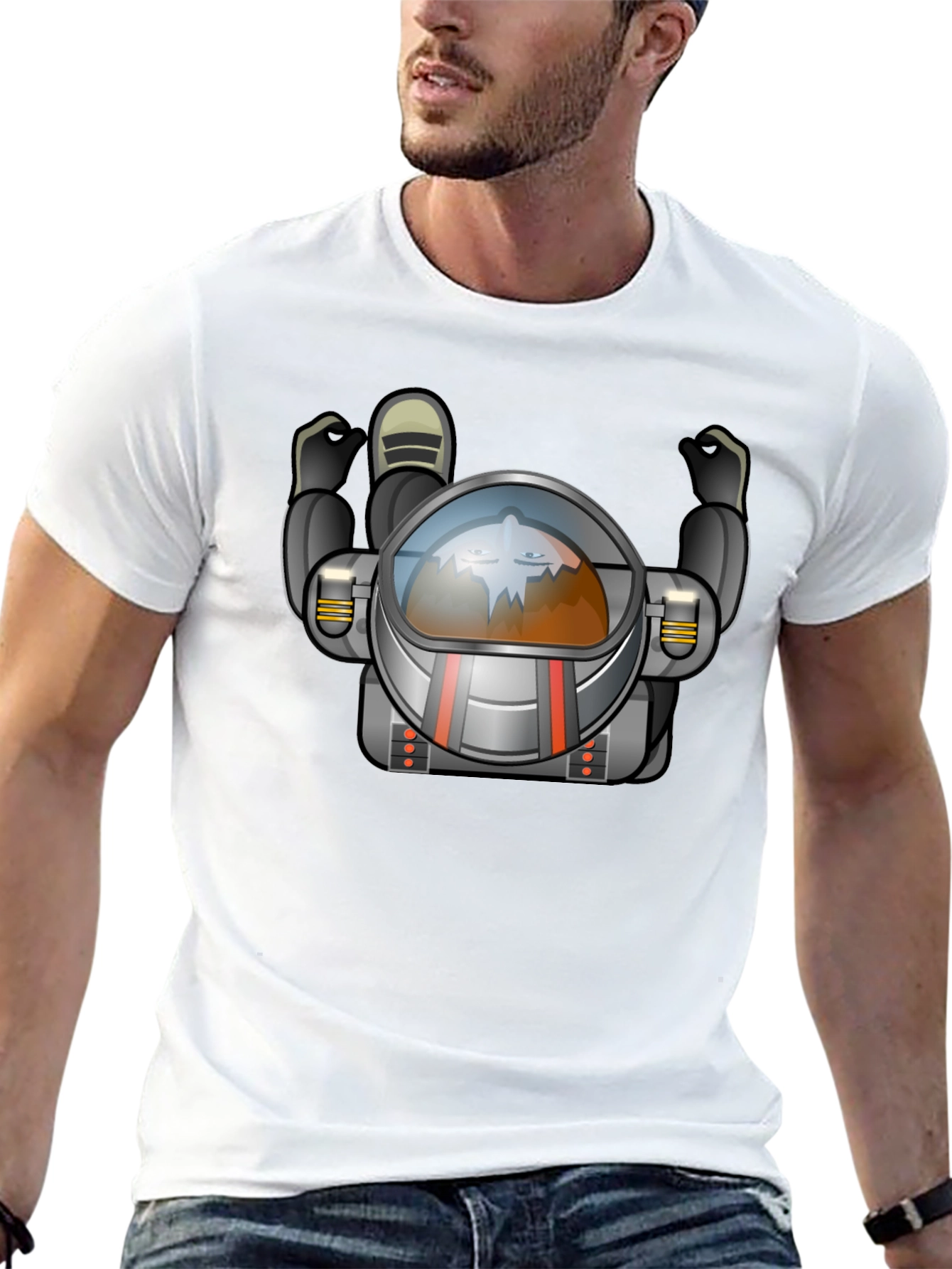 Astronaut Graphic Tee - Black Crew Neck