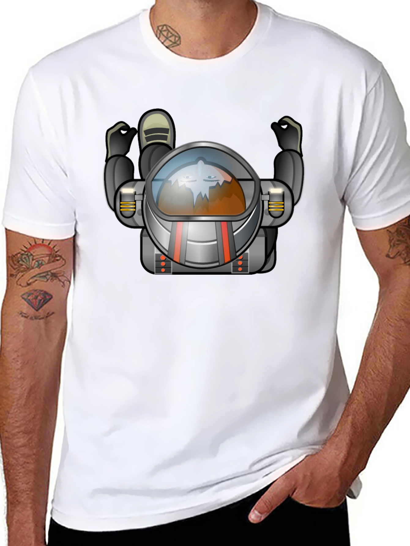 Astronaut Graphic Tee - Black Crew Neck