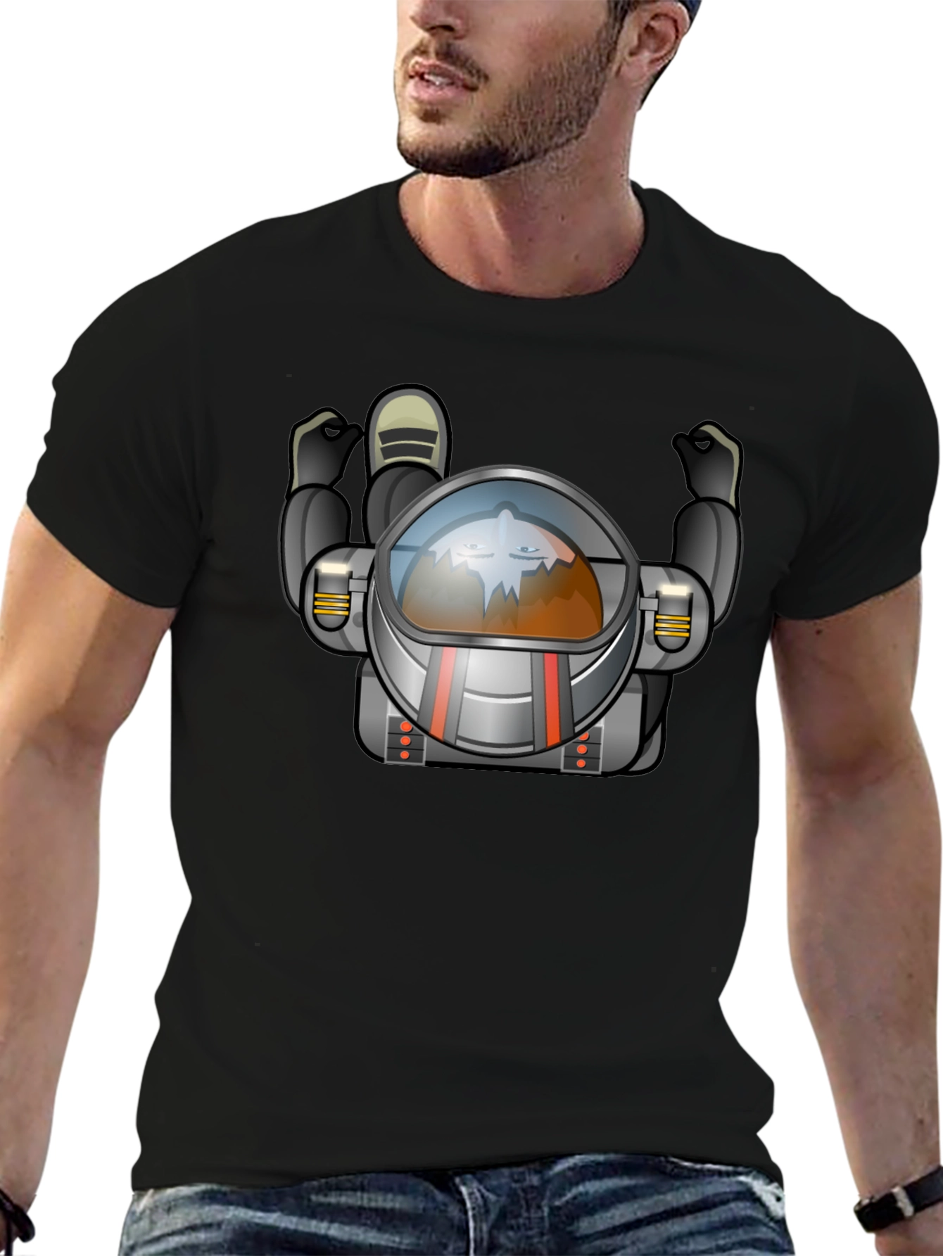 Astronaut Graphic Tee - Black Crew Neck
