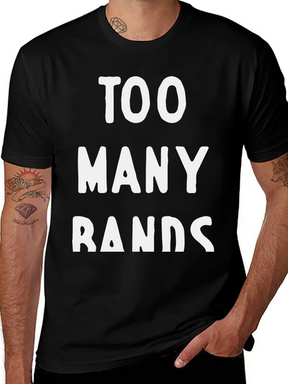 Too Many Bands Graphic Tee - Black Cotton T-Shirt