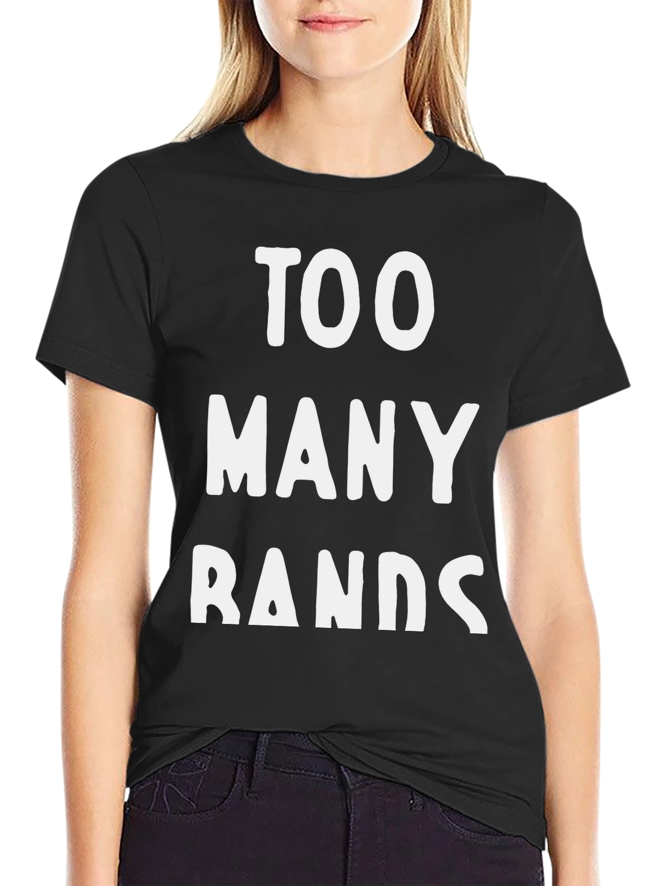 Too Many Bands Graphic Tee - Black Cotton T-Shirt