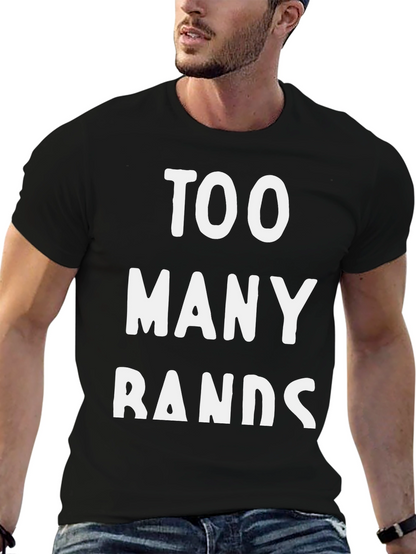 Too Many Bands Graphic Tee - Black Cotton T-Shirt
