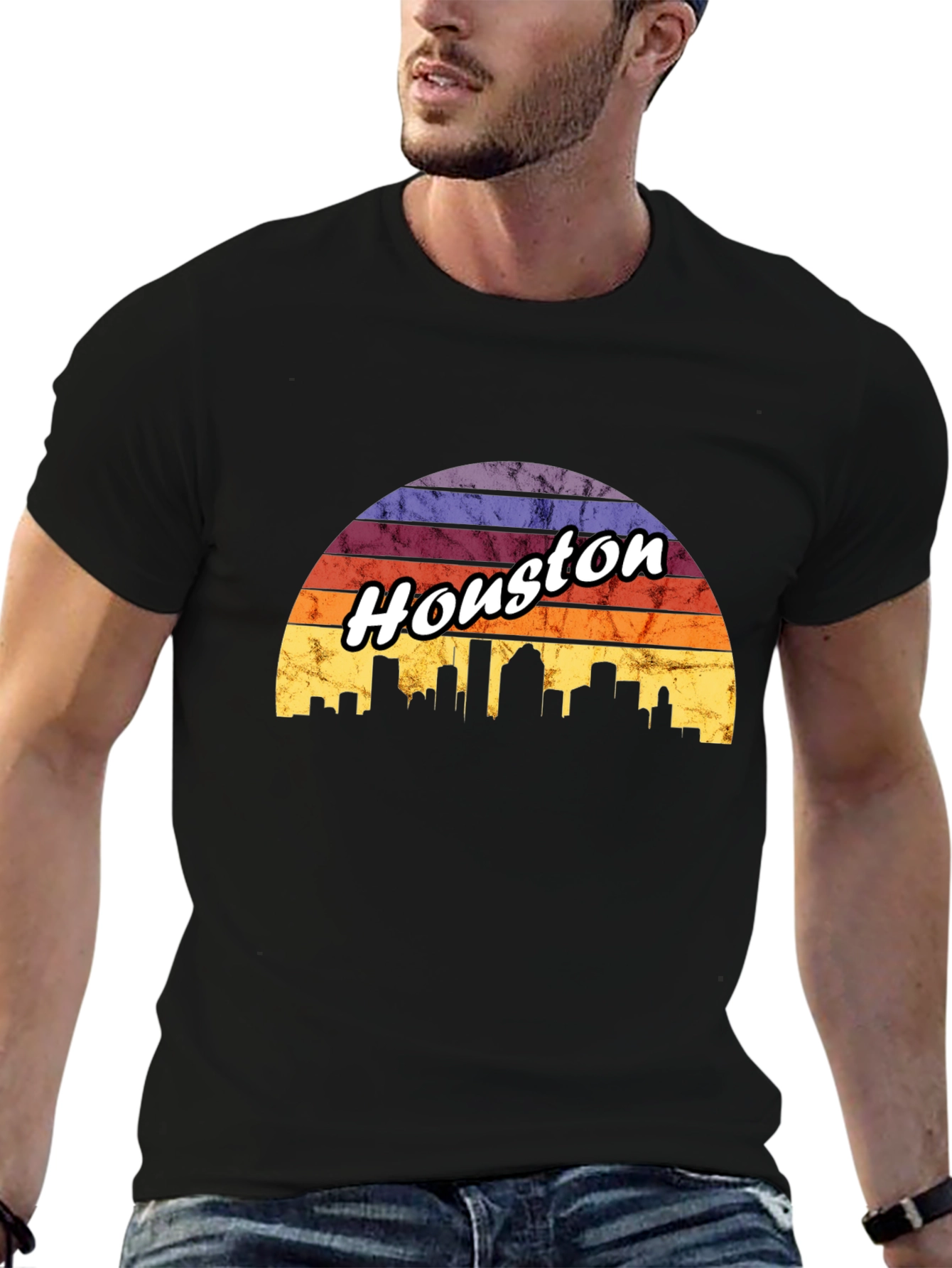 Houston Skyline Retro T-Shirt