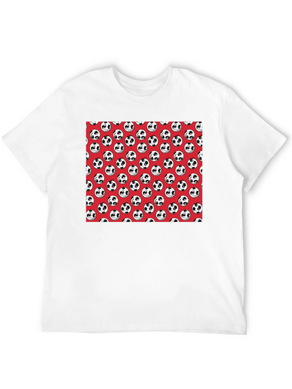 Panda Soccer Ball Pattern Mens Black T-Shirt