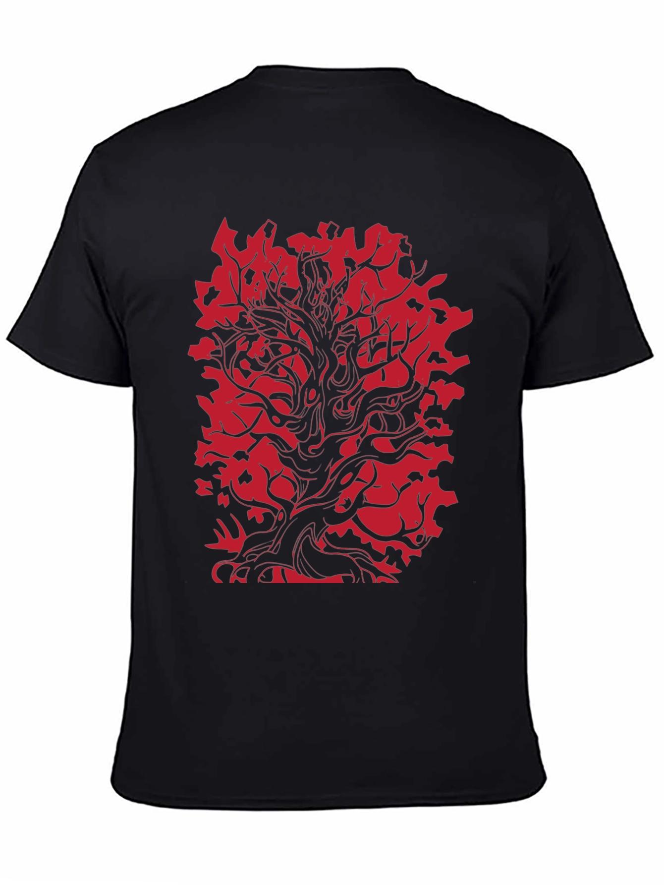 Red Tree Graphic Black T-Shirt