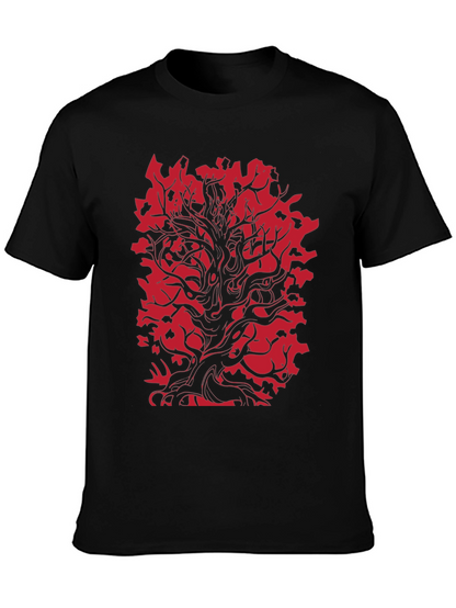 Red Tree Graphic Black T-Shirt