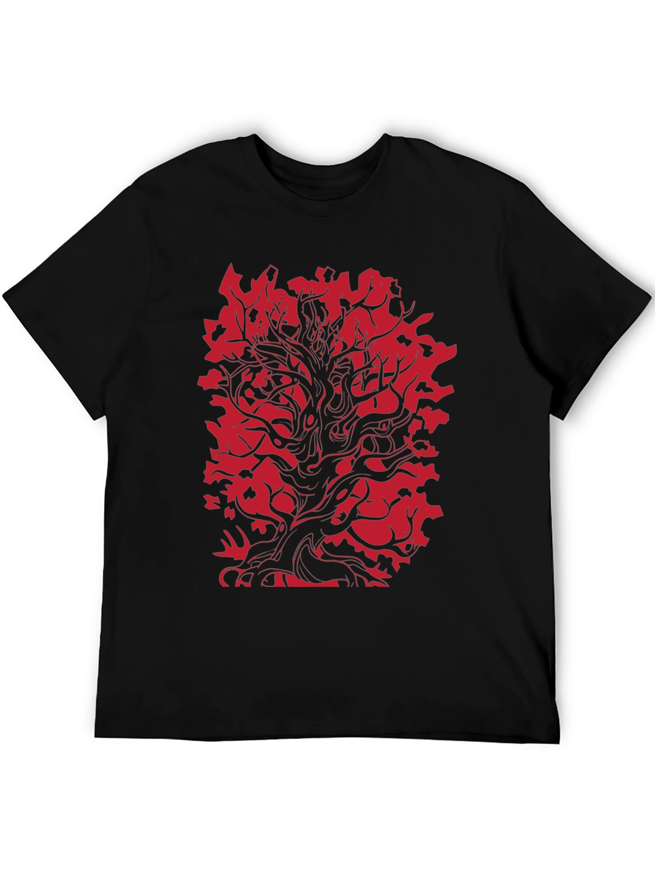 Red Tree Graphic Black T-Shirt