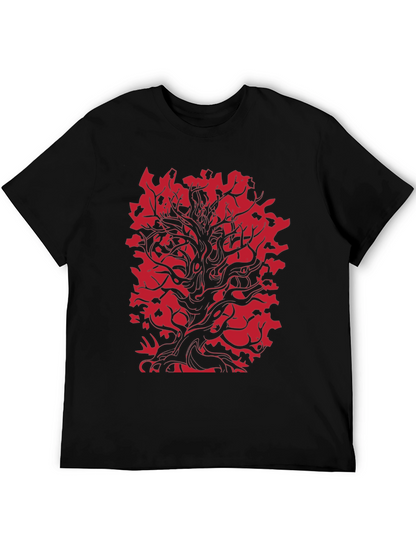 Red Tree Graphic Black T-Shirt