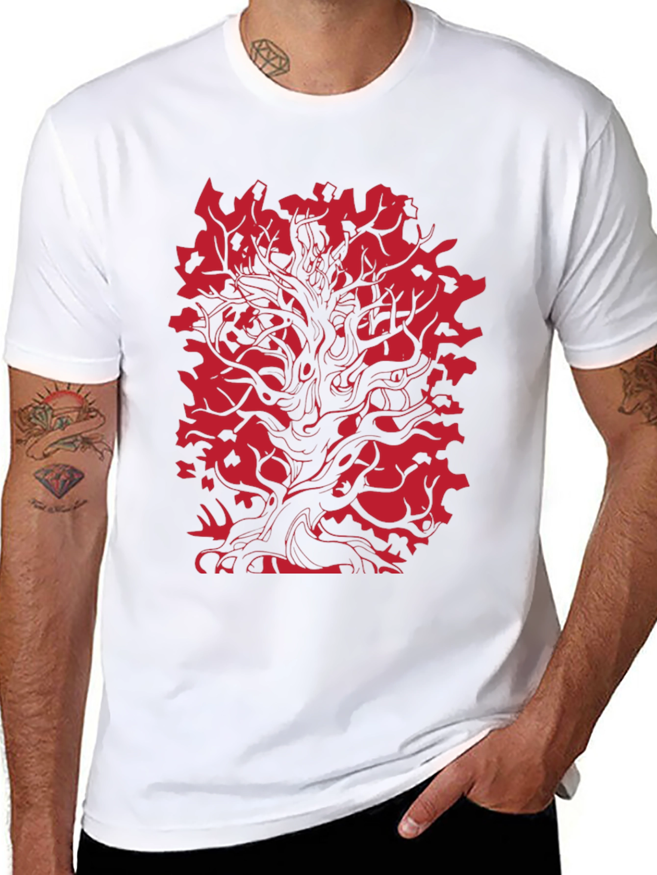 Red Tree Graphic Black T-Shirt