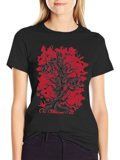 Red Tree Graphic Black T-Shirt