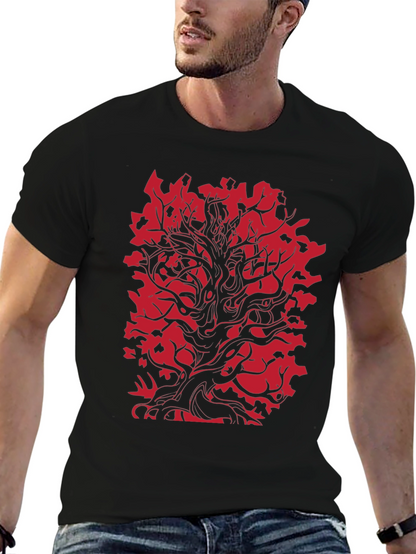 Red Tree Graphic Black T-Shirt