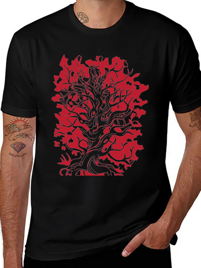 Red Tree Graphic Black T-Shirt