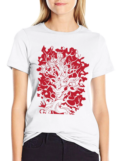Red Tree Graphic Black T-Shirt