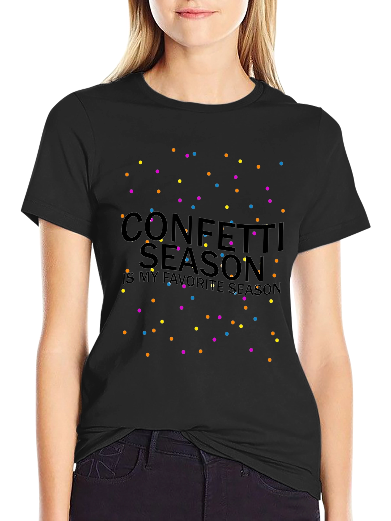 Confetti Season Black Graphic Tee