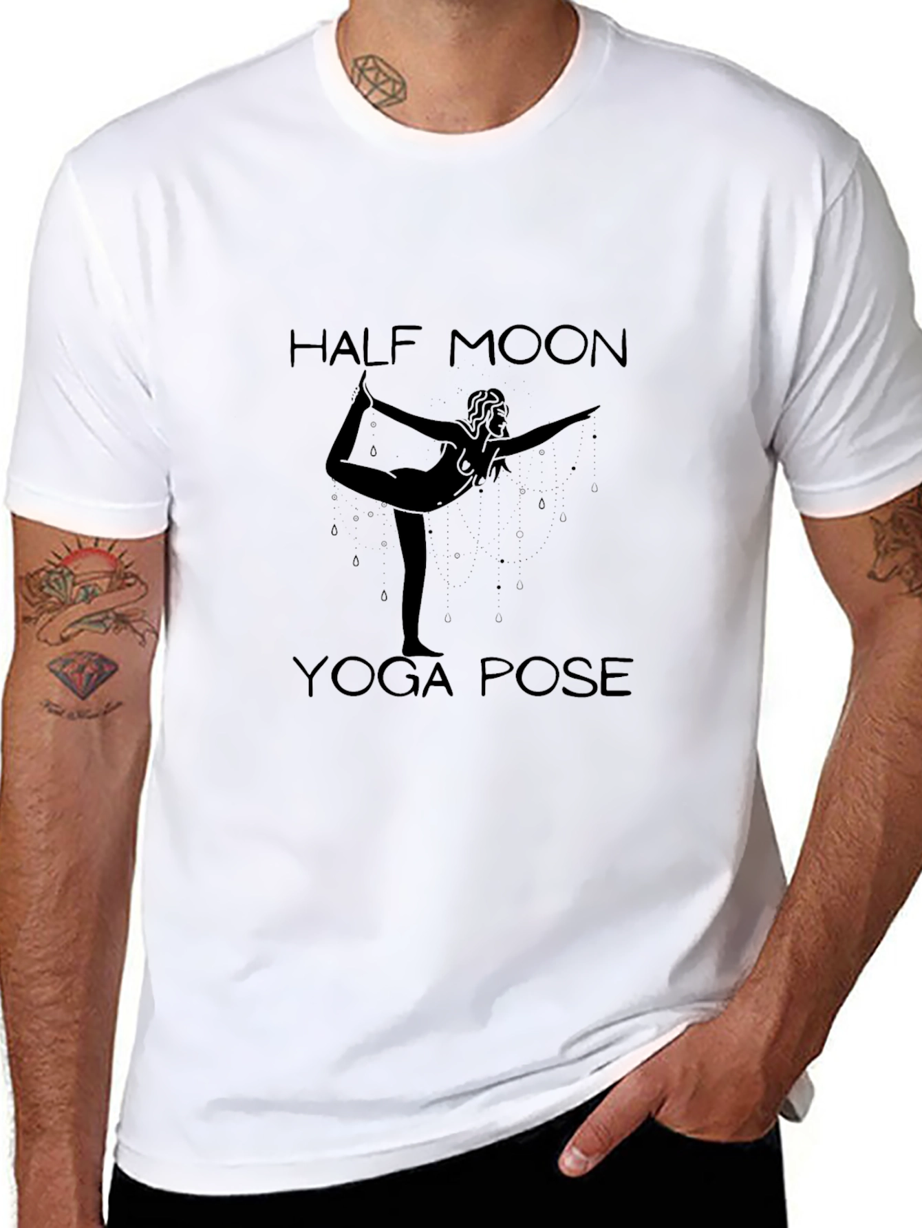 Half Moon Yoga Pose Black Graphic Tee