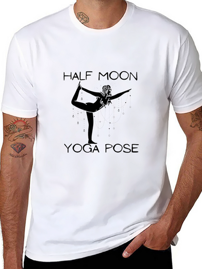 Half Moon Yoga Pose Black Graphic Tee