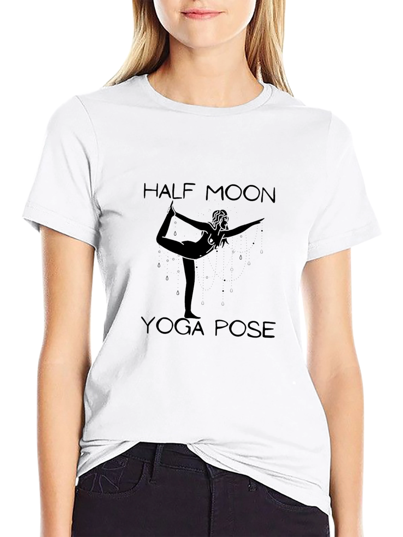 Half Moon Yoga Pose Black Graphic Tee