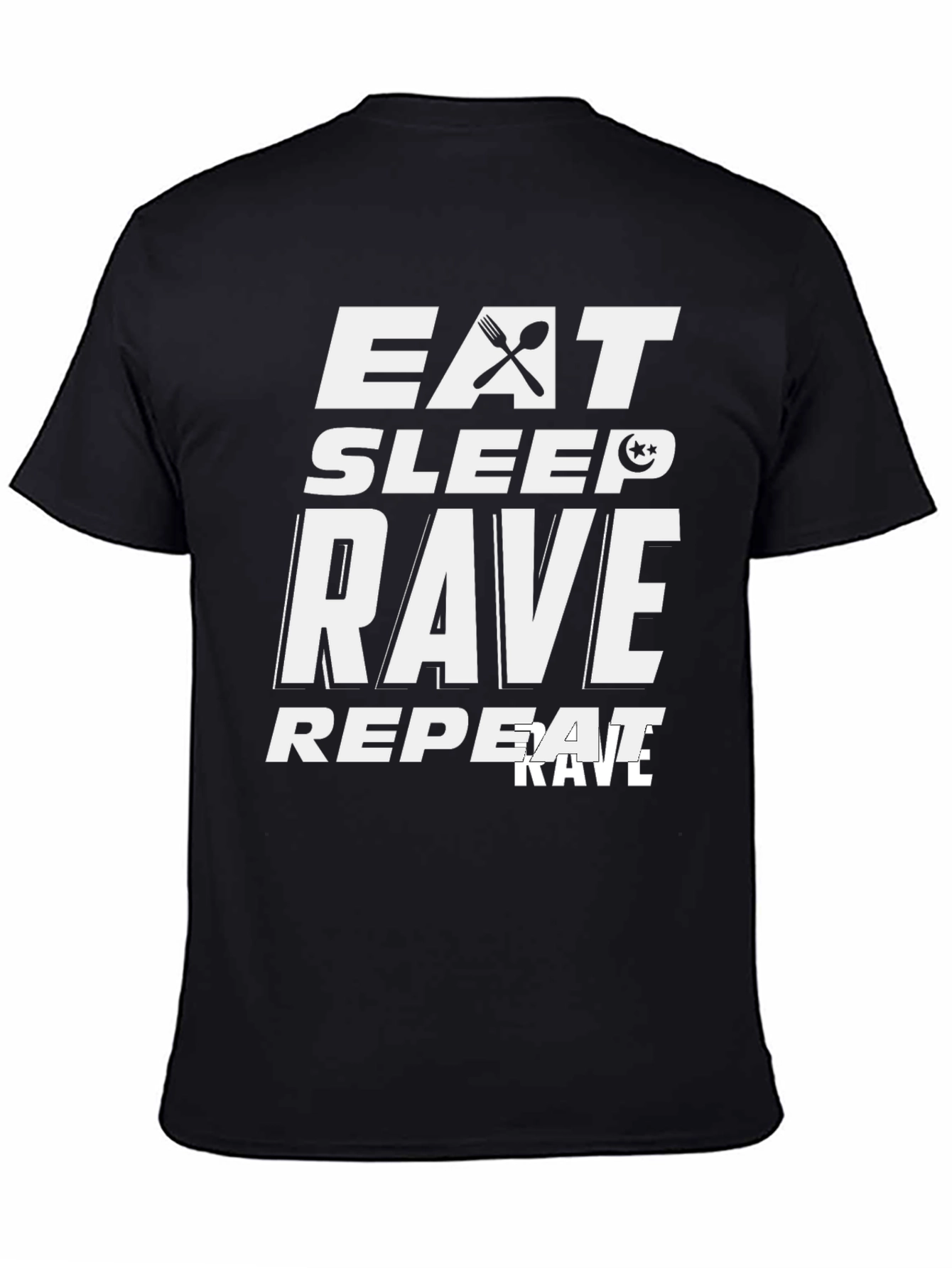 Eat Sleep Rave Repeat Graphic Tee - Black