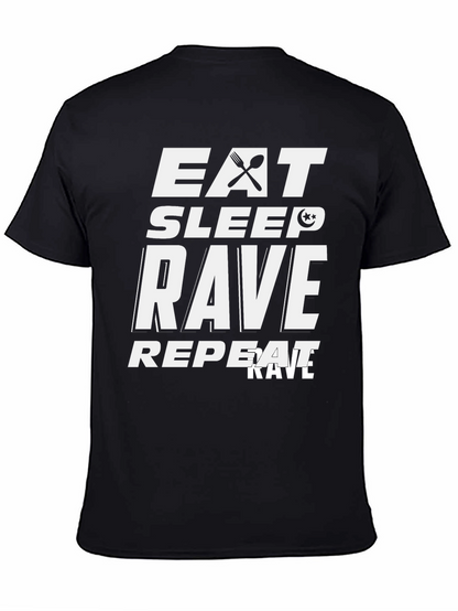 Eat Sleep Rave Repeat Graphic Tee - Black