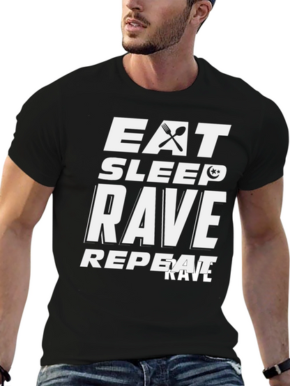 Eat Sleep Rave Repeat Graphic Tee - Black