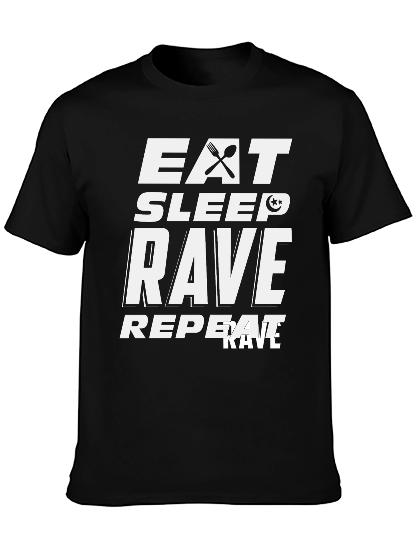 Eat Sleep Rave Repeat Graphic Tee - Black