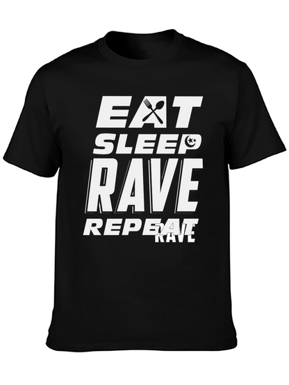 Eat Sleep Rave Repeat Graphic Tee - Black