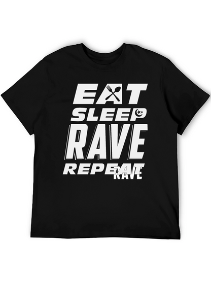 Eat Sleep Rave Repeat Graphic Tee - Black