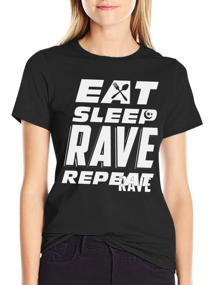 Eat Sleep Rave Repeat Graphic Tee - Black