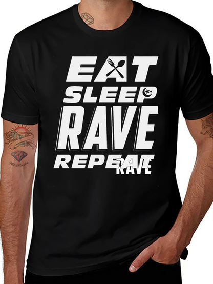 Eat Sleep Rave Repeat Graphic Tee - Black