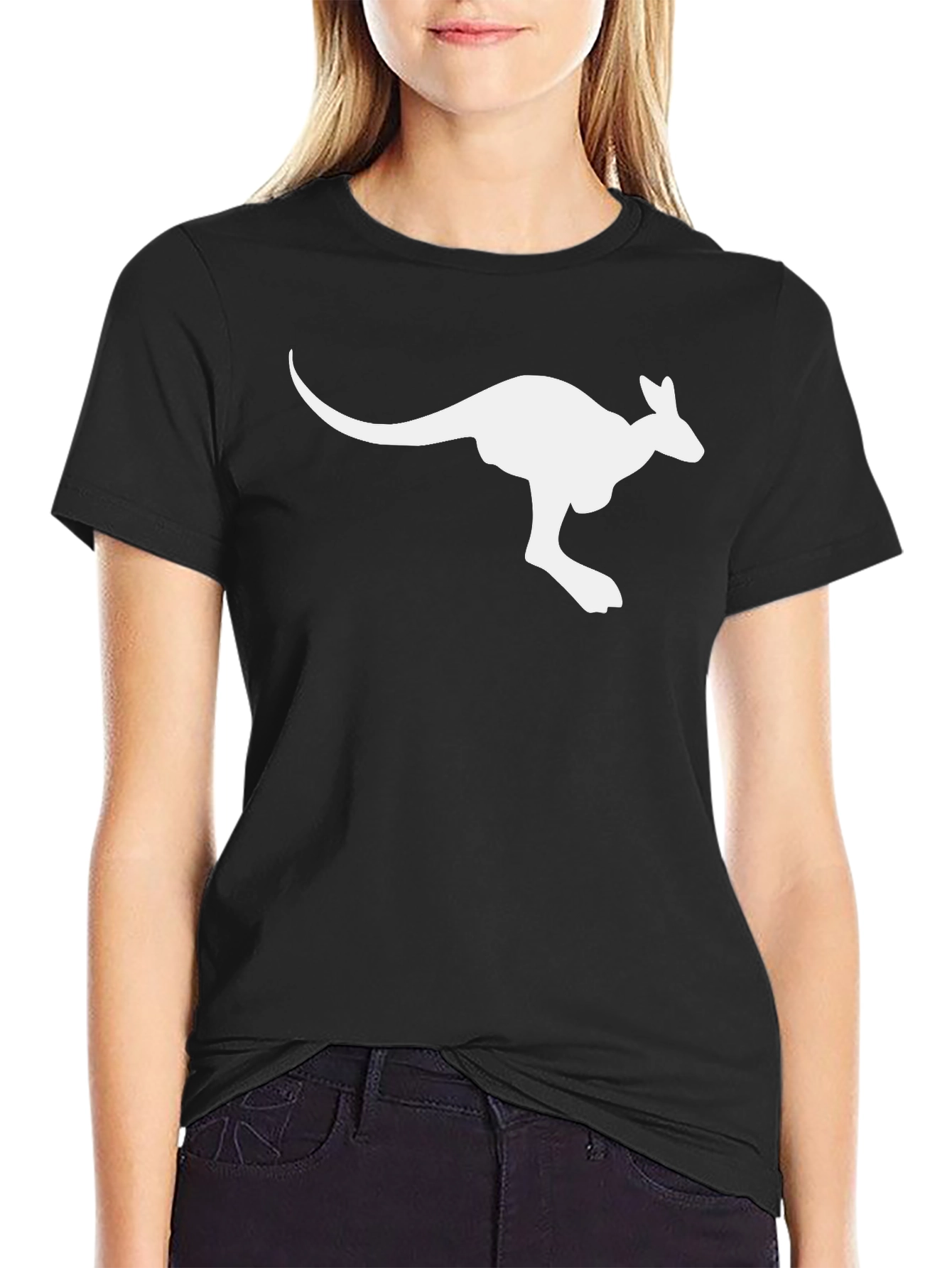 Kangaroo Graphic Tee - Black Cotton Comfort