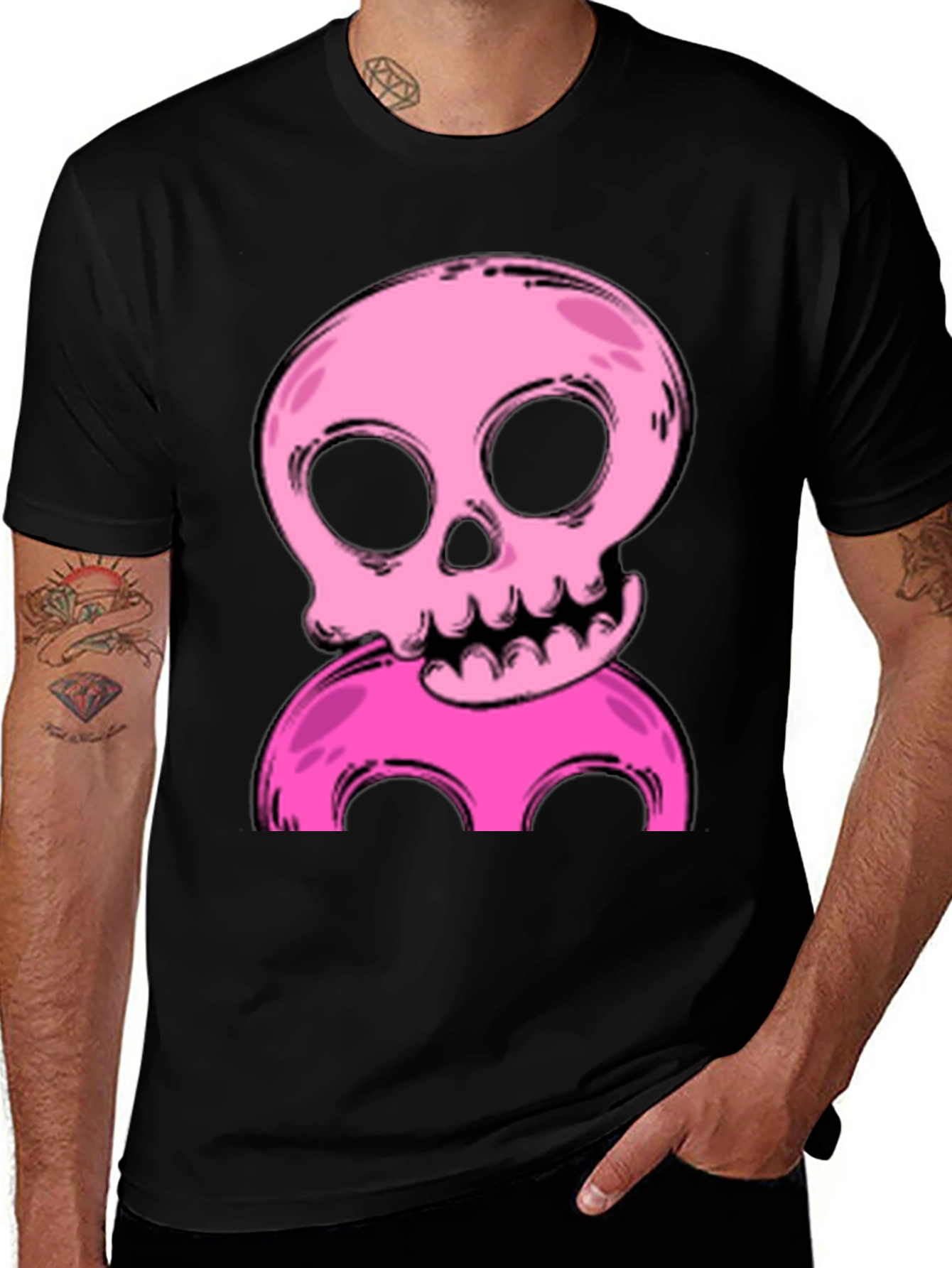 Pink Skull Graphic T-Shirt - Unique Design