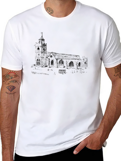Church Sketch Black T-Shirt